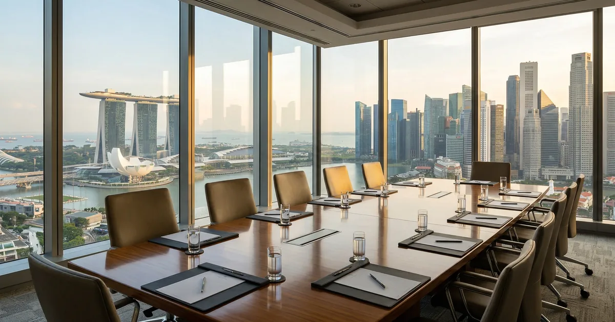 Singapore corporate boardroom set up for an annual general meeting