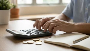 Singapore take-home salary and CPF calculator on a laptop